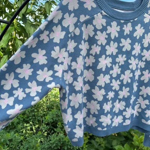 Spiritual Gangster Floral Jacquard Boxy Raglan Pullover size medium - Picture 3 of 6